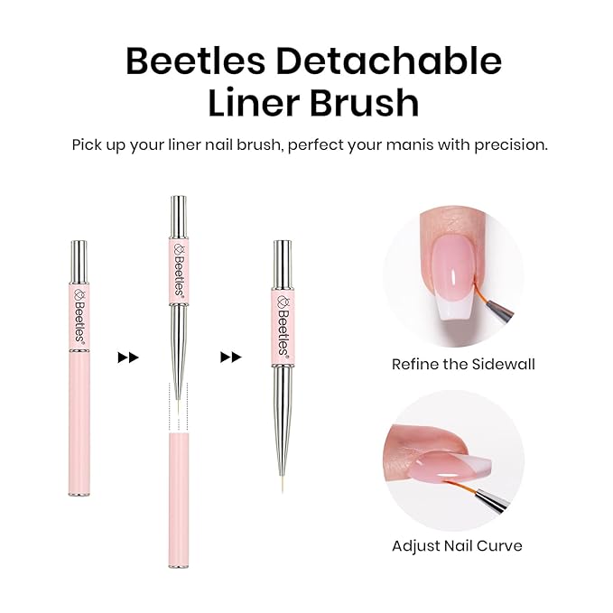 Beetles HEMA-Free 15ml Gel Top Coat and Builder Gel for Nails with Nail Brush, Low Heat Hypoallergenic Clear 8 in 1 Builder High Shine Long Lasting No Wipe Top Coat Nail Polish