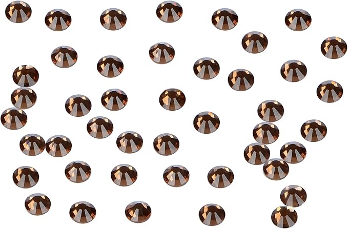 2880PCS Art Nail Rhinestones Non Hotfix Glue Fix Round Crystals Glass Flatback for DIY Jewelry Making with one Picking Pen (ss10 2880pcs, Smoked Topaz)