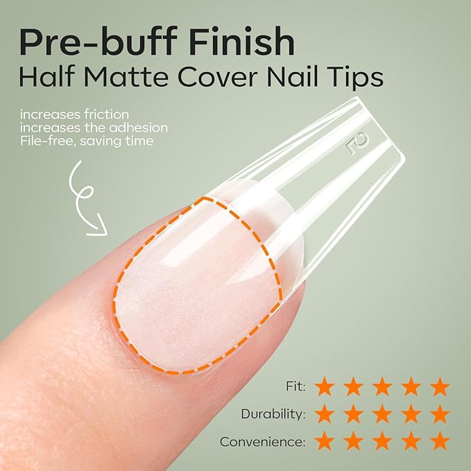 modelones Medium Coffin Gel Nail Tips Kit, 9-in-One Nail Glue with Portable U V Lamp 216Pcs 12Sizes Pre-Etched Press ons Fake Acrylic Extension Kit DIY Salon Gift for Women