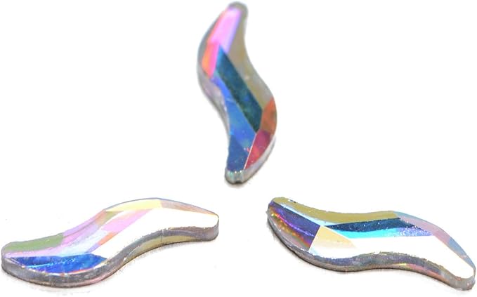 AD Beads Top Czech AB Crystal Flatback Rhinestone Nail Art Decoration Multi Shape (S25 Wave 3x9mm, 100 Pcs)