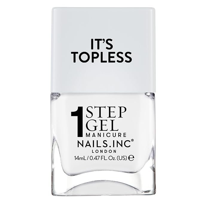Nails Inc It's Topless Gel-Like Nail Polish, 4-in-1 Base Coat, Treatment, Color & Top Coat, Long Lasting, Strong, Chip Free Nails, Glossy Salon Quality Manicure, Air Dry Nail Polish, Reese, 0.47 Fl Oz
