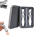 Stainless Steel Large Mouth Nail Clippers, 2025 Upgrades Large Wide Jaw German Clipper for Thick Nails, Angled Head Long Handled Toe Nail Clippers with Wide Jaw Opening (Combination-Silver)