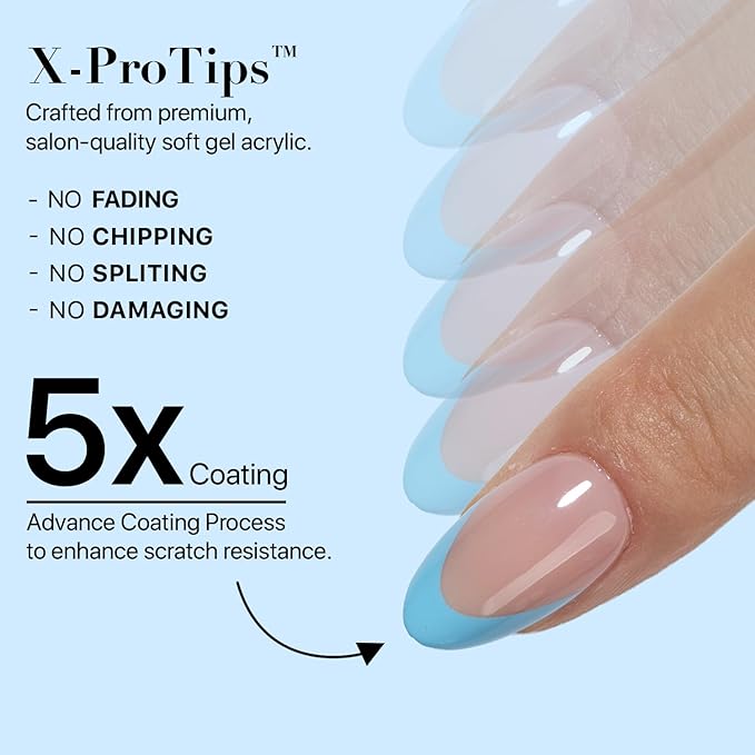 SXC Cosmetics X-Pro Tips French Tip Press On Nails - Bright Pastel Glow in the Dark Series (GLOW114KIT-S Almond)
