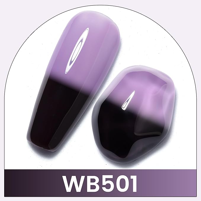 YTD Likomey Color Changing Gel Nail Polish,15ml Grayish Purple To Black Mood Temperature Change Colors Fall Winter Thermal Ombre Salon Quality Manicure UV Nail Gel,HEMA Free TPO Free,WB501
