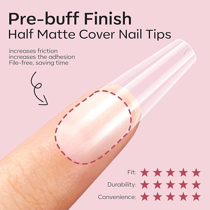 modelones Long Coffin Gel Nail Tips Kit, 9-in-One Nail Glue with Portable U V Lamp 216Pcs 12Sizes Pre-Etched Press ons Fake Acrylic Extension Kit DIY Salon Gift for Women