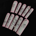 Short Fake Nails Gothic Luxury Press on Nails Handmade 3D Nail Art Unique Design Size M