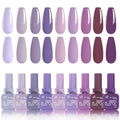 JR 9pcs 15ml Nail Gel Polish Set Purple Gel Polish Kit UV LED Soak Off Polish Home DIY Nail Art Gift H