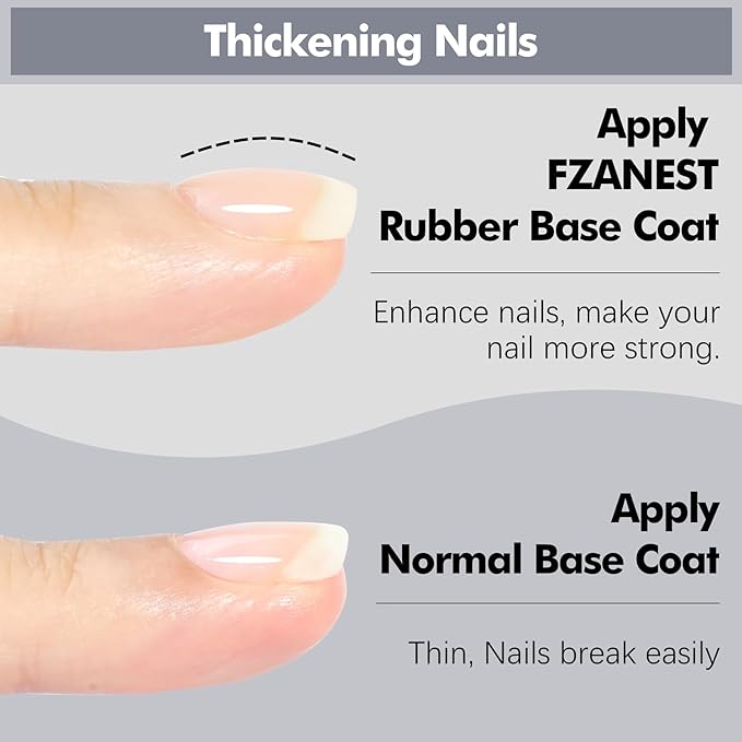 FZANEST Rubber Base Gel Polish Set 15ml*2pcs,5 IN 1 Builder Gel For Nails in a Bottle Kit,Nail Strengthener Gel, Extension Soak Off UV Gel Nail Polish