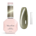 MelodySusie Silky Cat Eye Gel Nail Polish, Beige Nude Glitter Holographic Magnetic Nail Polish with Magnet, 0.5 Fl Oz UV Nail Polish for Nail Art Manicure Salon DIY at Home B5403