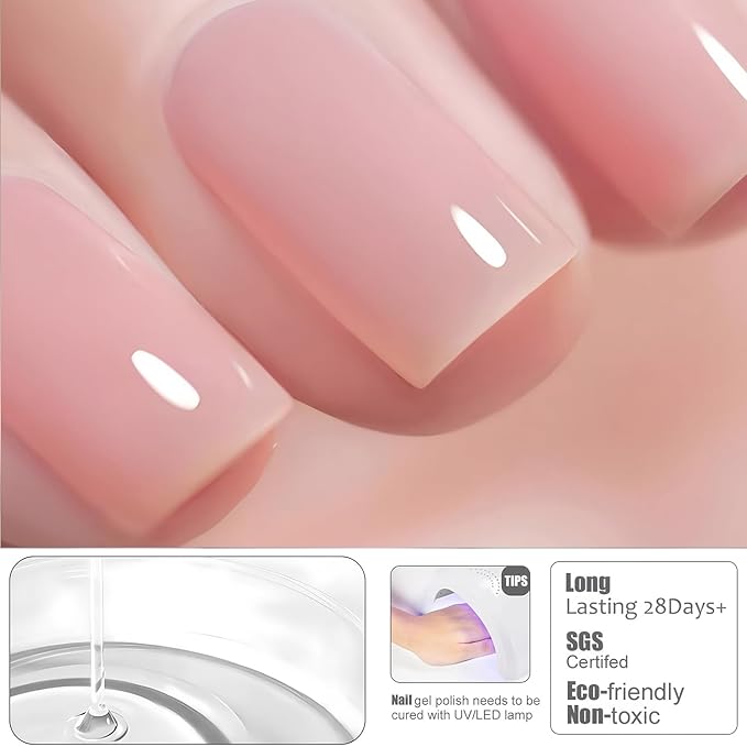 Vishine Builder Gel For Nails, 8-in-1 Dusty Rose Gel Polish Rubber Base For Nail Thickening, LED Nail Lamp Cured Nail Strengthener Extension Color Base Gel in A Bottle E059