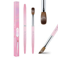 Acrylic Nail Brush Size 16, 100% Pure Kolinsky Nail Brush for Acrylic Application, Professional Nail Extension Manicure Tool Nail Drawing Pen for DIY Home Salon(Pink)