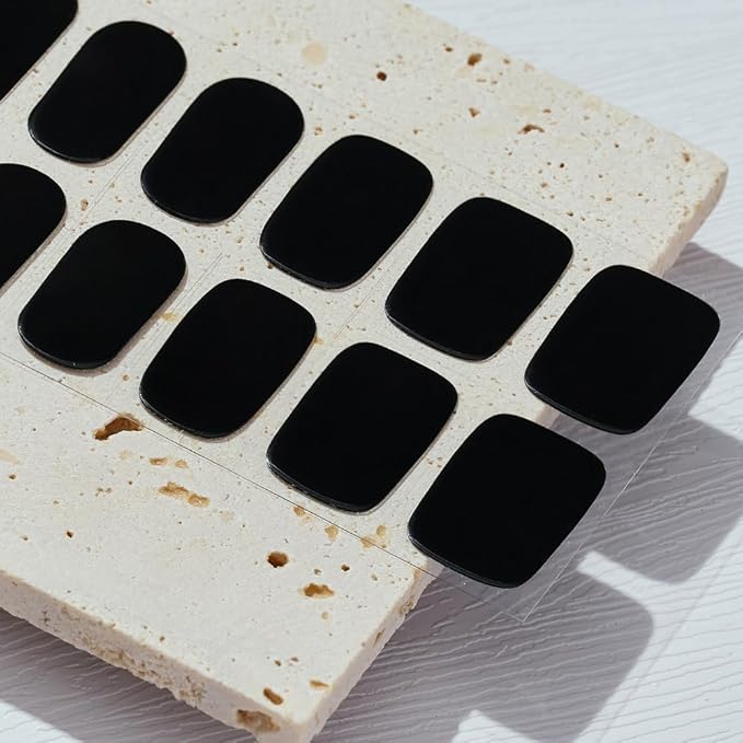Arte Clavo Semi Cured Gel Nail Strips, 20 Pcs Gel Nail Stickers with UV Light Required, Salon Quality, Long Lasting, Easy Apply and Remove (Black)