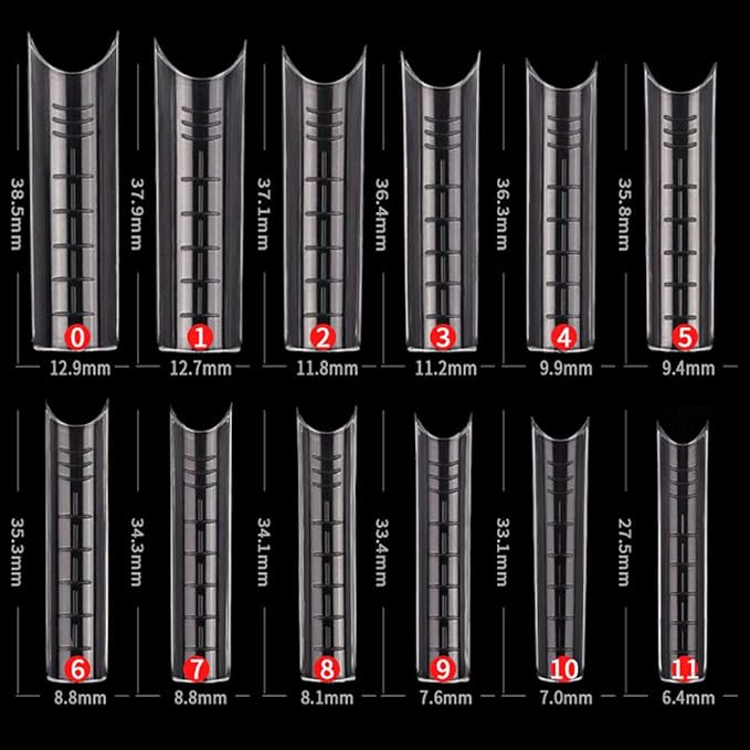 120PCS Nail Form C Curve U Shape Nail Gel Nail tips Acrylic Nail Forms Clear Fake Nails12 Sizes with Scale