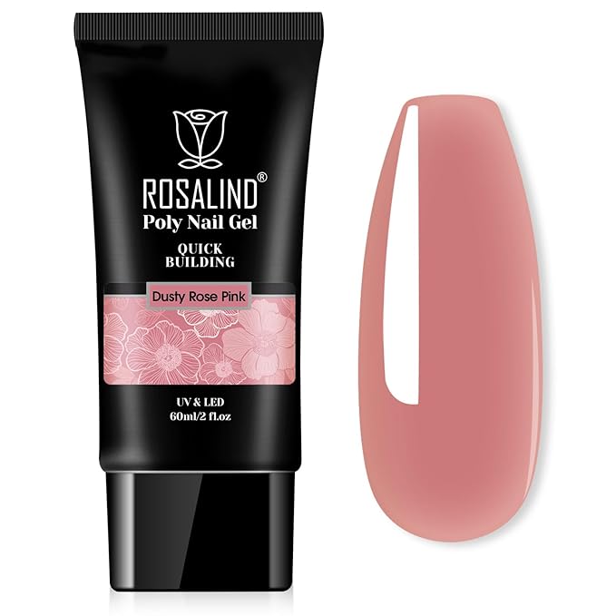 ROSALIND Nude Pink Christmas Poly Nail Gel, 2 oz Extension Rose Pink Neutral Builder Pink Gel Quick Building, Gel Acrylic Poly in Tubes for Nail Extension