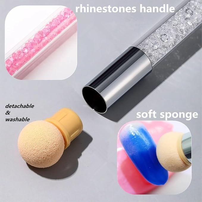Resin Nail Art Palette and UV Gel Gradient Sponges Pens with 4 Pcs Replacement Head, Nail Sponges for Ombre Double Head Brush for Nail Art Manicure DIY Tools(Pink)