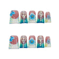 10pcs Handmade Press on Nails Medium Duck Curve Shape – 3D Floral Mushroom Jelly Shell Bow Cherry Chrome Bling Thick Reusable Fake Nails,Boho Y2K Aesthetic Accessories (white green, XS)