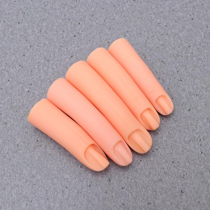Nail Art Practice False Finger Model 5Pcs Manicure Training Tool Bendable Fake Fingers for Acrylic Nails Diy Nail Art Beginners and Salon Use