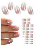 Semi Cured Gel Nail Strips (Chrome Omber Beige), Pearl Glazed, 30 Pcs Gel Nail Wraps, Stickers, UV Light Required