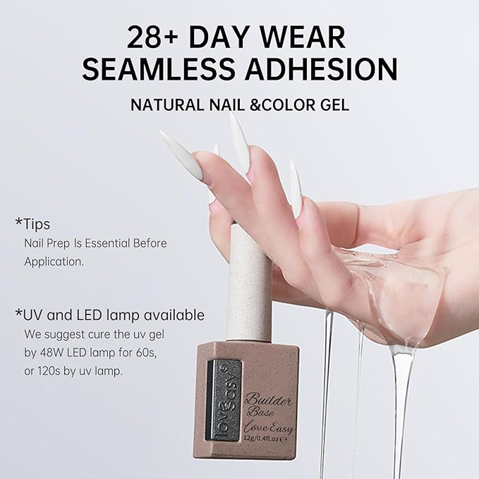6-in-1 Builder Gel & Base Coat for Nails, Enhance Building Strengthening Apex Enhancement Soft Gel Polish, Beginner Friendly with Upgraded Brush (Milk White, pH 5)