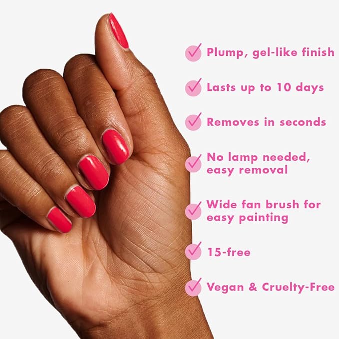 Olive & June Long Lasting Nail Polish | Plump Gel-Like Finish No Lamp Needed | Lasts up to 10 days | Salon-Quality 15-Free Vegan & Cruelty-Free Chip-Resistant | Hibiscus Tropical Pink