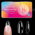 krofaue Short Almond Nails Tips 240Pcs 12 Sizes- Soft Gel Clear No Crease Pre-shape Oval Artificial Acrylic False Full Cover Press on Nails for Extension Home DIY Art