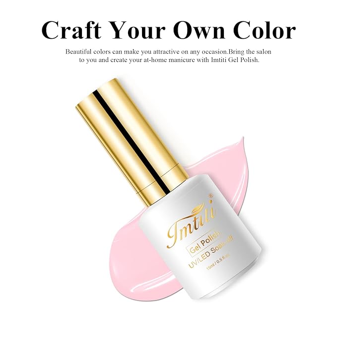 Imtiti Pastel Gel Nail Polish,0.5 Fl Oz Pastel Milky Pink Gel Polish Soak Off LED U V Nail Gel Polish Spring Summer Easter Gel Nail Polish DIY Nail Art Starter Manicure Salon Gel Nail Kit