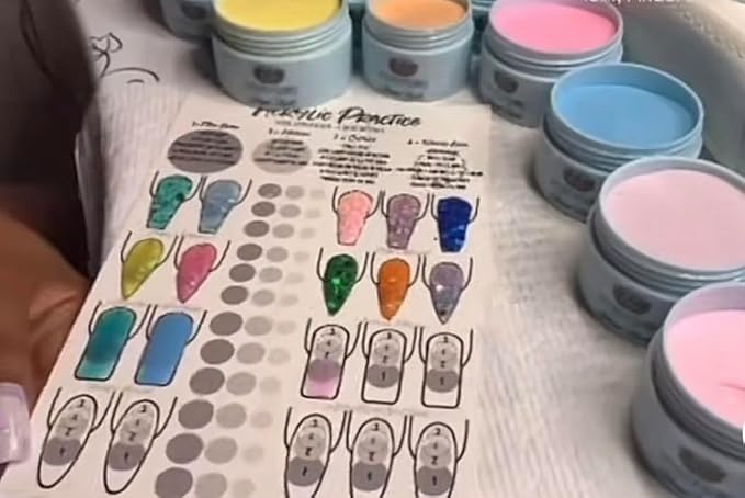 Acrylic Nail Practice Sheet Acrylic nail training mat reusable Nail art practice Sheet Acrylic bead placement training sheet, Pracrice how to do acrylic nail art ombré French tip duck nails stilettos