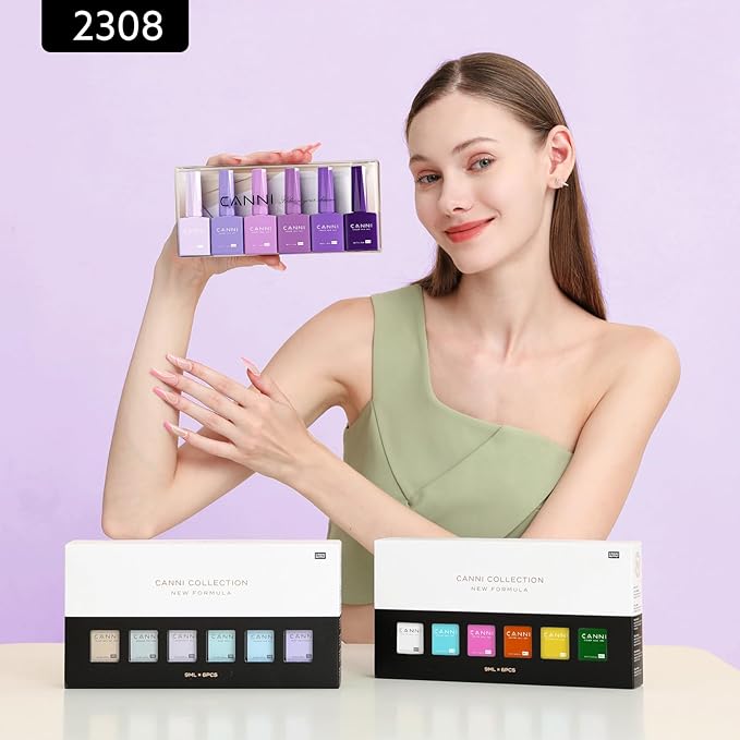 CANNI 6Pcs 9ml Hema-Free Purple Gel Polish,Dark Purple Gel Nail Polish Set,Light Violet Colors Gel Polish Kit, Soak Off LED Nail Gel Manicure Kit DIY at Home Salon Gifts for Women Girls