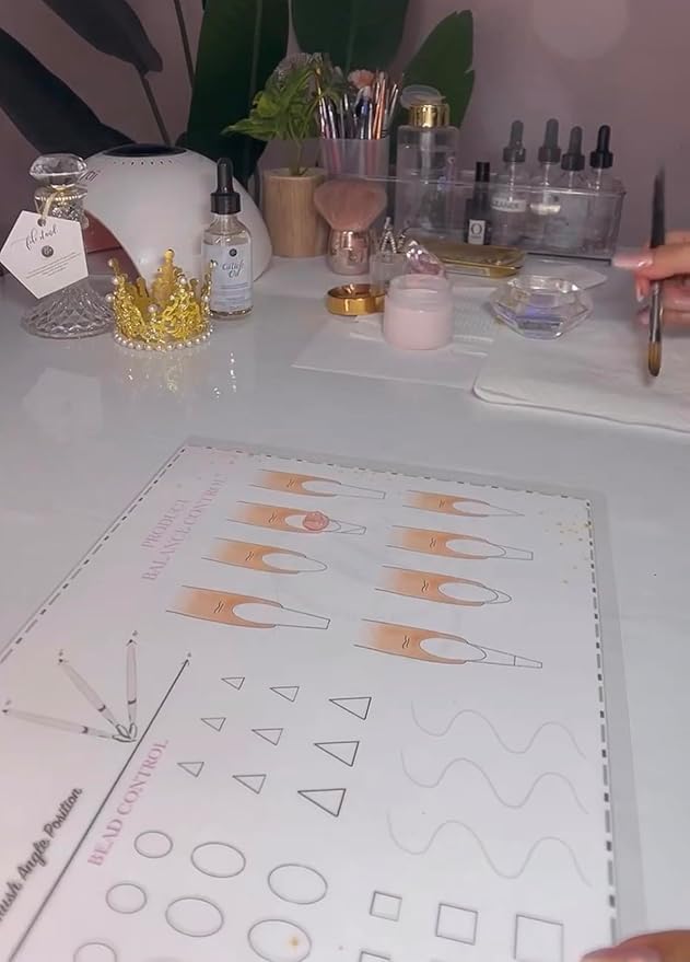Gel & Acrylic Nail art Practice Sheet,Reusable Nail Art Training mat DIY Sticker Stencil Guide French Tip stiletto Nail Sculpting 3D Nail Design Worksheet Nail Tech Practice Gel X acrylic nails (13)