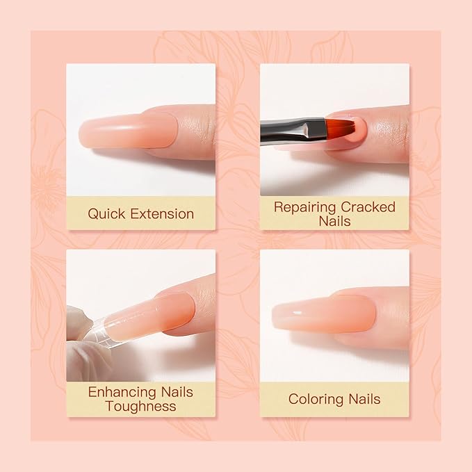 ROSALIND 2 oz Nude Poly Nail Gel, Fall Poly Extension Orange Gel Poly Builder Nude Nail Quick Building Acrylic NailsThickening Nail Art Design Natural