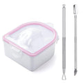 Nail Soaking Bowl, Soak Off Gel Polish Dip Powder Remover Manicure Bowl with Triangle Cuticle Peeler and Stainless Steel Cuticle Pusher Nail Art Tool (Pink-3pcs set)