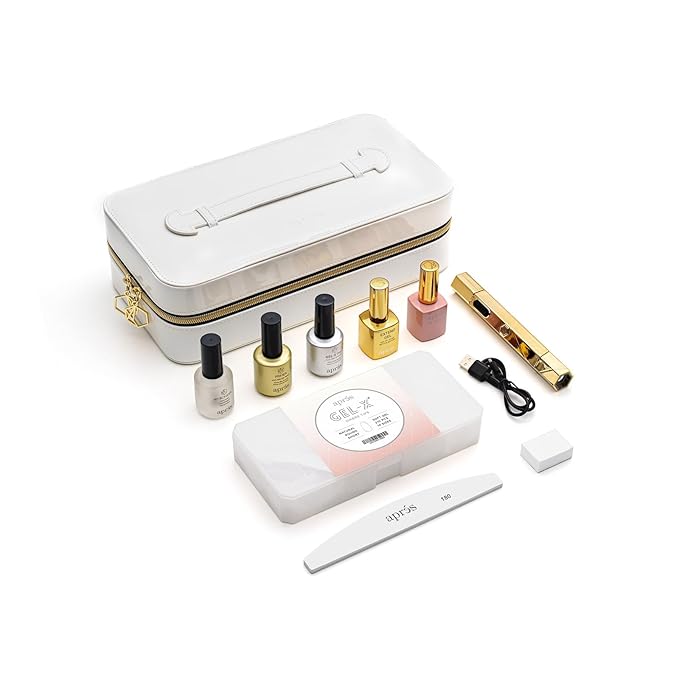 Apres Ombre Gel-X® Nail Extension Kit, 14 sizes 00-9, Premium Quality, Professional Nail Tips Starter Kit (Natural Round Short)