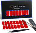 Nail Polish Strips, 32PCS Salon Quality Wraps, Long Lasting Gel Nail Stickers for Women Easy Apply& Remove (Carmine Kiss)