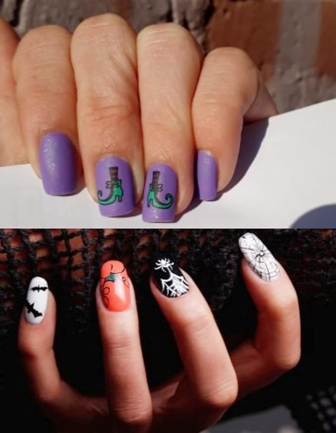 5 Pcs Nail Stamping Plate Halloween Theme Stamp Plates Skull Ghost Witch Pumpkin Image Nail Stamper Plate Art Design Stamp Kit Snake Spider Bat Print Manicure Template Set Festival Stencil Tools