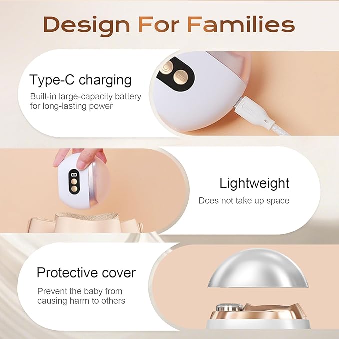 Electric Nail Clippers, 2026 New 3 in 1 Automatic Nail Trimmer & Polisher with Strong Power for Thick Nails, USB Rechargeable, LED Light and Low Noise for Adults and Seniors (Orange)