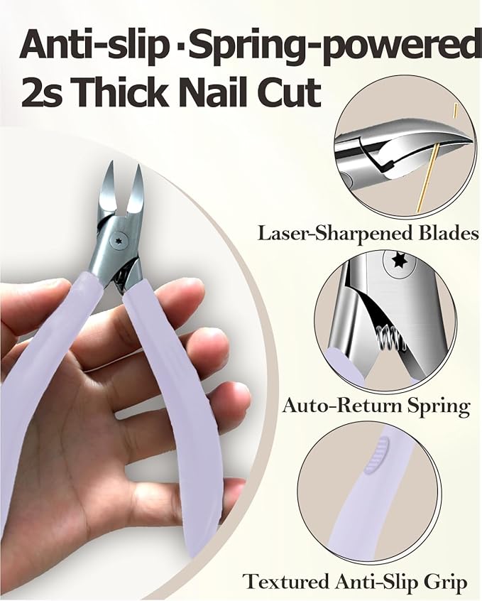 Toenail Clippers for Ingrown & Thick & Hard Nails - Ingrown Toenail Clippers for Men Women Seniors - Fingernail Toe Nail Clippers with Sharp Blades/Effort-Saving Spring/Long Non-Slip Handle Design