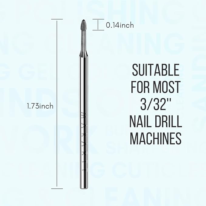 Makartt Nail Drill Bits:3/32" Safety Tungsten Carbide Cuticle Remover Drill Bit Professional Under Nail Cleaner Dead Skin Prepare for Electric Nails File Machine,Manicure Salon Supply