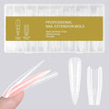 Sandwich Nails Dual Forms 240Pcs Long Almond Shape, Nail Extension Forms with 15 Sizes, Reusable Plastic Nail Mold for Builder Gel & Poly Gel, No Paper Forms Needed, Salon & Home DIY Nail Art