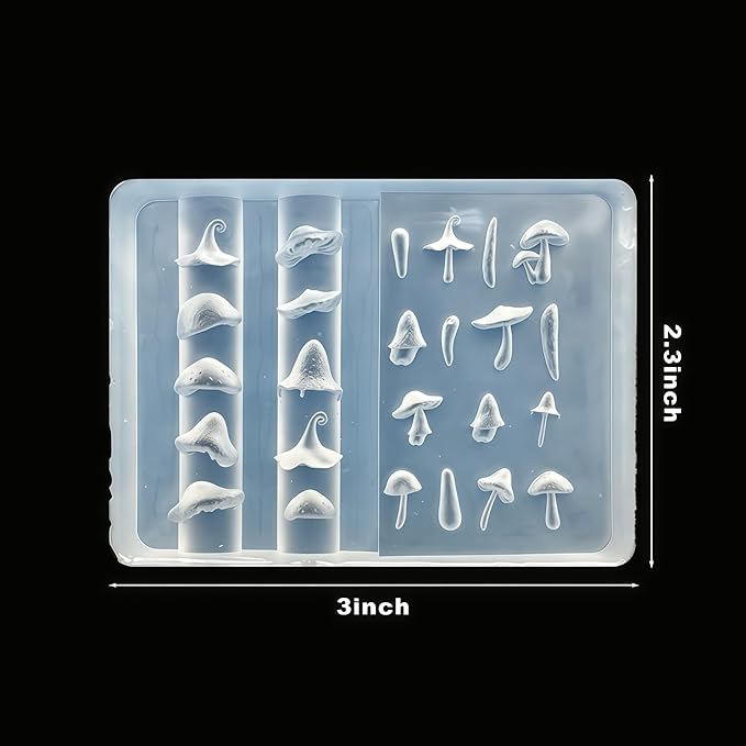 3D Mushroom Gel Nail Art Mold Arts Resin Fungus Molds for Accessories Supplies Pestle Silicone Tools Cute Nails Style