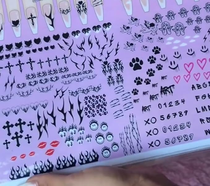 Gel & Acrylic Nail art Practice Sheet,Reusable Nail Art Training mat DIY Sticker Stencil Guide French Tip stiletto Nail Sculpting 3D Nail Design Worksheet Nail Tech Practice Gel X acrylic nails (10)