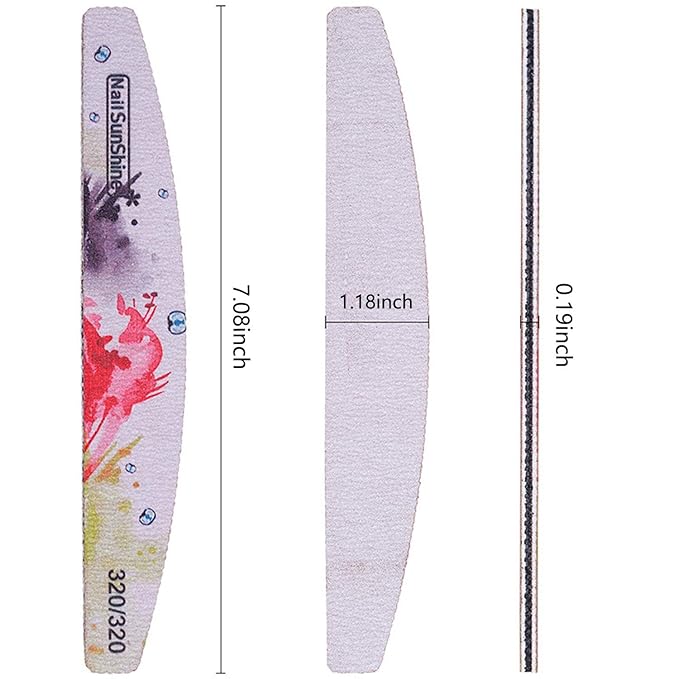 6 PCS Different Grit Nail Files and Buffers, Flower Pattern Emery Board (80-320 Grit) Professional Manicure Tools for Home and Salon Use
