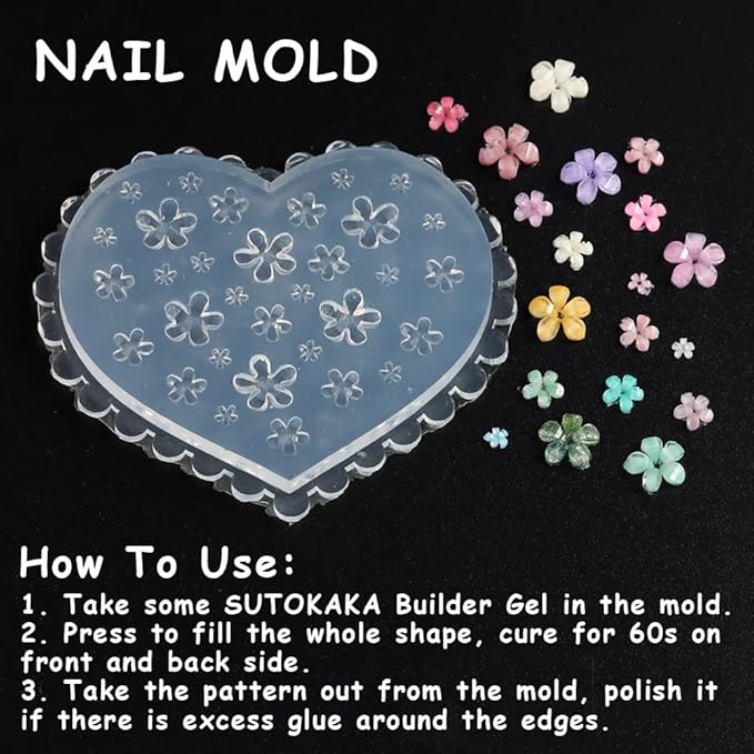 Solid Builder Gel for Nails, 60g Large Capacity Clear Non-Sticky Hand Hard Gel for 3D Nail Art Sculpting Carving Modeling Extension with Nail Forms 3D Silicone Mold Nail Art Salon Home DIY