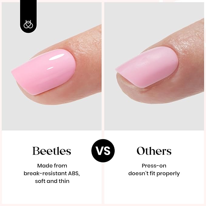 Beetles Press on Nails Kit 576Pcs 24 Colors, Short Square Press on Nails Glossy Matte With Nail Glue & Nail Tabs Stickers, Natural Fit Lightweight Fake Nails Kit Art For Women