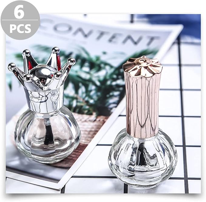 Beaupretty Glass Containers 6Pcs Empty Nail Polish Bottles Nail Container Nail Polish Dispensers with Brush Nail Art Supplies Nail Polish Holder