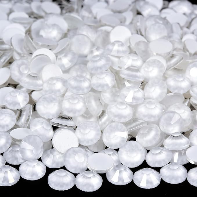 Blinginbox Flatback Rhinestones Round Gems, 1440pcs Luminous Series Glass Stones Neon Gems Non Hotfix Crystal Rhinestones for Nail Charms Crafts Clothes Tumblers,White Neon,SS10.