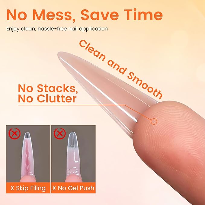 Sandwich Dual Nail Forms: 240PCS Nail Forms for Builder Gel, 15 Sizes Long Stiletto Shape for Women Salon Home DIY