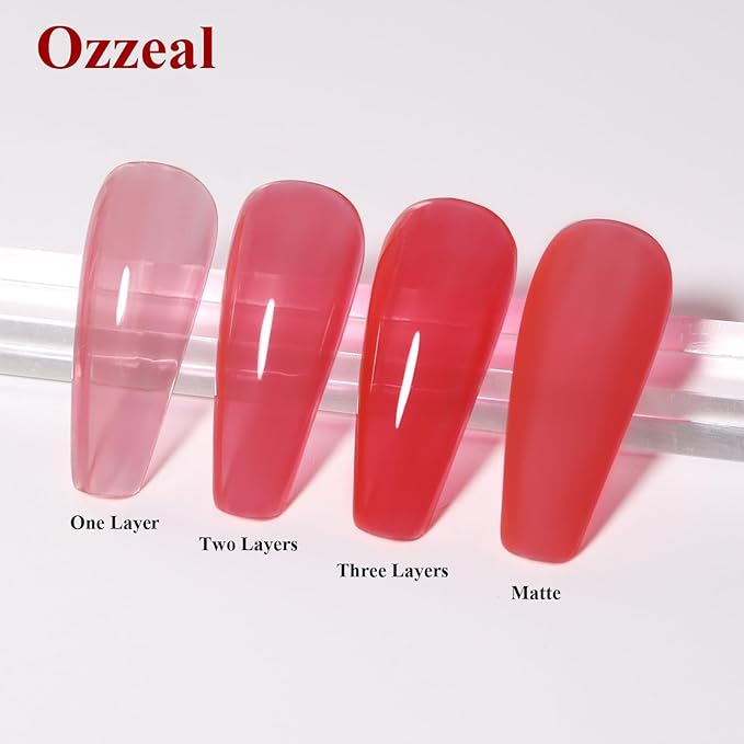 Jelly Gel Polish, Light Red Jelly Nail Gel Polish Translucent Spring Summer Sheer Soak off UV LED for Nail Art DIY Manicure 0.5 Fl Oz