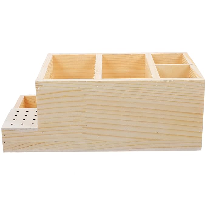 Beaupretty Box grinding head storage box name cards holder nail tool storage case nail salon drill bits container nail tool display stand makeup brush nail bit wooden drill rig manager