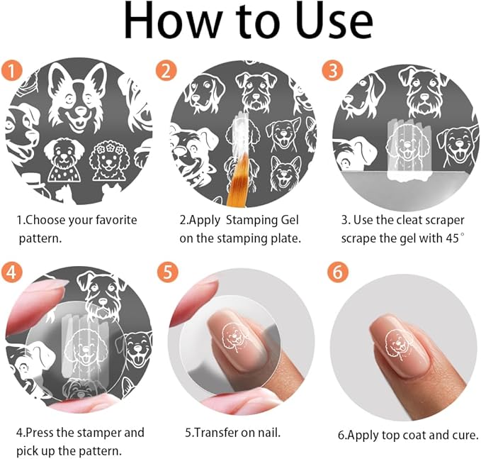 PH PandaHall 2pcs Dog Nail Stamping Plates, 124 Patterns Cute Pet Nail Plate Stainless Steel Nail Image Template Dogs Paw Nails Stencil Set for Dog Lover Manicure Decor 5.7x3.7 inch