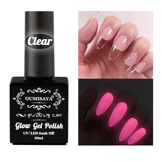 Glow in the dark Clear Gel Polish 10ML semi-clear jelly gel glow magenta color for nail art design (GP66fCR)
